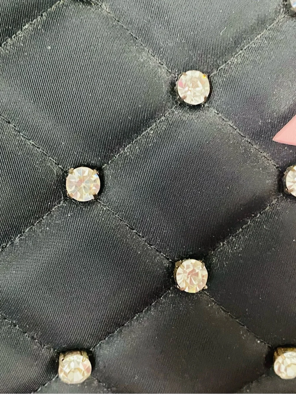 My Flat in London Black Quilted Satchel with Pink Bow and Crystal Crown